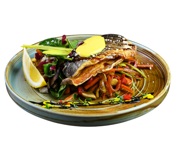 File de lup de mare cu legume sote